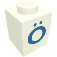 Brick 1 x 1 with Blue Ö Print