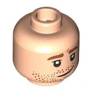 Minifig Head Charlie Weasley, Dark Orange Eyebrows, Stubble Beard, Lopsided Smirk/Annoyed