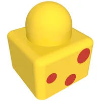 Primo Brick 1 x 1 x 1 with Three Red Dots and Duplo Logo Print