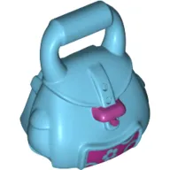 Bag / Rucksack (School) with Magenta Buckle and Flower and Circles Print