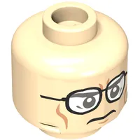 Minifig Head Clark Kent, Glasses with Black Frames, White Lenses and Cheek Lines Print