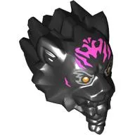 Minifig Head Special Tiger with Pink Markings, Silver and Orange Eyes print