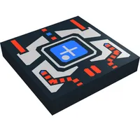 Tile 2 x 2 with Blue Screen, Silver and Red Panel Print