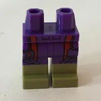 Hips with Dark Purple Legs and Olive Green Boots Pattern with Dark Red Stripes Print