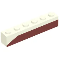 Brick 1 x 6 with Dark Red Bottom Stripe Slope Down at Left End Print - Set 611-2