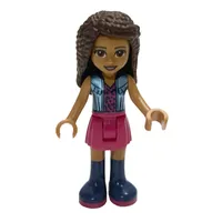 Andrea - Medium Blue Jacket, Magenta Skirt