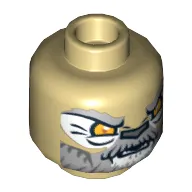 Minifig Head Lagravis, Lion with Orange Eyes and Gray and White Beard Closed Mouth / Open Mouth Print