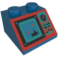 Slope 45° 2 x 2 with Grid Screen, Shark, and Controls on Red Panel Print (Aquazone)