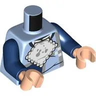 Torso, Light Bluish Grey Lines, Dark Blue Panels, White Napkin with Stains print, Dark Blue Arms, Light Nougat Hands