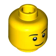 Minifig Head, Black Eyebrows, Thin Grin, Black Eyes with White Pupils Print [Blocked Open Stud]
