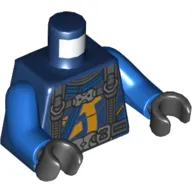 Torso Wetsuit, Bright Light Orange Symbol, Dark Bluish Gray Harness Print, Blue Arms, Black Hands