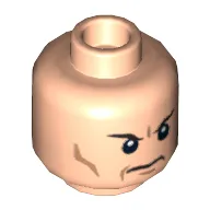 Minifig Head Lex Luthor, Eyebrows, Frown and Cheek Lines Print [Blocked Open Stud]