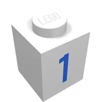 Brick 1 x 1 with Blue '1' Print
