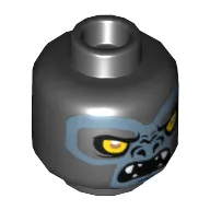 Minifig Head Gorzan, Gorilla with Yellow Eyes, Fangs and Gray Face, Closed Mouth / Open Mouth Print