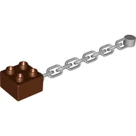 Duplo Brick 2 x 2 with Chain with End Stud Holder