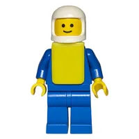 Man, Blue Shirt with Buttons and Pockets, Blue Legs, White Helmet, Yellow Vest