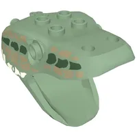 Animal Body Part, Snake / Serpent Head, Basilisk with Dark Green, Dark Tan, and Light Gray Scales Print