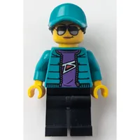 Woman, Dark Turquoise Jacket and Cap, Black Legs