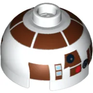 Brick Round 2 x 2 Dome Top, Hollow Stud with Reddish Brown Astromech Droid Print (R7-D4)