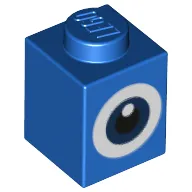 Brick 1 x 1 with White/Dark Blue Eye