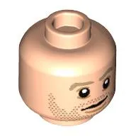 Minifig Head Brian O'Conner, Dark Tan Eyebrows and Stubble Print