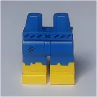 Hips with Blue Legs and Yellow Boots Pattern with Tatty Blue Hem, and Black Notch Belt Print