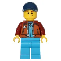 Man, Dark Orange Jacket, Dark Azure Legs, Dark Blue Cap