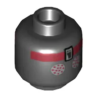 Minifig Head Foot Soldier, Silver Eyes with Red Dots, Dark Red Headband Print