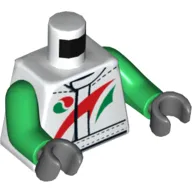 Torso Octan Racing Suit with Red and Green Stripe Print, Green Arms, Dark Bluish Gray Hands