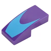 Slope Curved 2 x 1 No Studs with Medium Azure Shape print