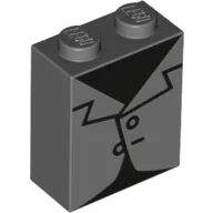 Brick 1 x 2 x 2 with Inside Stud Holder with Black Tuxedo print