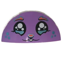 Brick Round 3 x 6 Half Circle with Bunny Face, Black Eyes, Tears, Metallic Blue Spots, Coral Nose, Eyebrows print