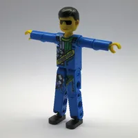 Technic Figure Blue Legs, Blue Top with Technic Logo, Black Hair and Sunglasses