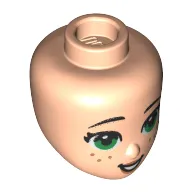 Minidoll Head Big Green Eyes, Freckles print