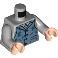 Torso Shirt and Sand Blue Vest Tattered with 4 Buttons Print, Light Bluish Gray Arms, Light Nougat Hands