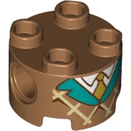 Brick Round 2 x 2, Pin Holes with Suit, Tie, Azure Lapels, Waffle print