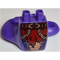 Lower Body with Tail, Copper Scales with Dark Red Tattered Skirt, Copper Chains, Belt With Snake Heads Buckle Print