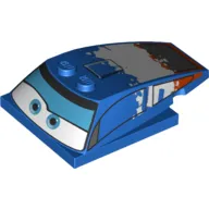 Wedge Curved 6 x 4 x 1 1/3 with 4 x 4 Base with Blue Eyes, Windows and Red and White Print (Raoul ÇaRoule)