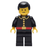 Fireman, Classic, Black Fire Jacket with Red Belt and Buttons, Black Hair