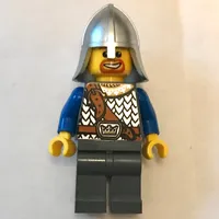 Knight - Blue Torso, Dark Bluish Grey legs, Metallic Silver Helmet