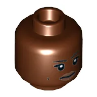 Minifig Head Patty Tolan, Dual Sided, Eyebrows, Dark Tan Lips, Dimples, Neutral / Bared Teeth Print [Hollow Stud]