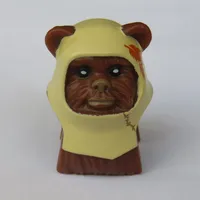 Minifig Head Special, Ewok with Tan Hood with Dark Orange Feathers Print (Paploo)