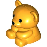 Duplo Teddy Bear Sitting - Black Eyes with White Pupil - Black Nose and Mouth Print