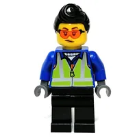 Blue Torso, Black Legs, Black Hair, Orange Sun Glasses