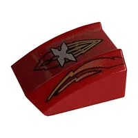 Slope Curved 2 x 2 with Lip, No Studs with Island Xtreme Stunts Logo and Flames Print