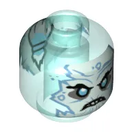 Minifig Head White Face, Medium Azure Eyes, Angry, Teeth