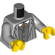 Torso, Suit, Striped Jacket, Dark Bluish Grey Jacket, White Shirt, Sand Red Tie print, Light Bluish Gray Arms, Yellow Hands