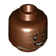 Minifig Head Shuri, Tan Dots, Eyelashes, Smile / Serious Print