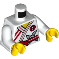 Torso Robe with Red Trim, Tied Red Sash Belt with Silver Shuriken Print, White Arms, Yellow Hands
