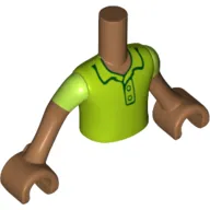Minidoll Torso Boy with Medium Nougat Arms and Hands with Bright Green Polo Shirt with Short Sleeves Print